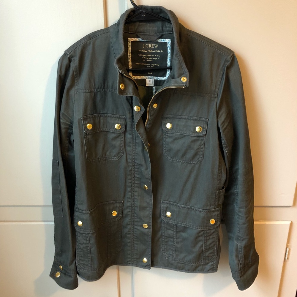 Final Price - J. Crew - Olive Green Utility Jacket with Gold-Tone Buttons - Picture 1 of 5